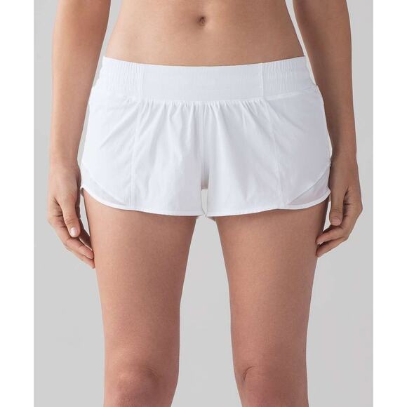 Lululemon Hotty Hot Short II 2.5 Womens 4 White Zip Pocket Drawstring Logo - Picture 1 of 14